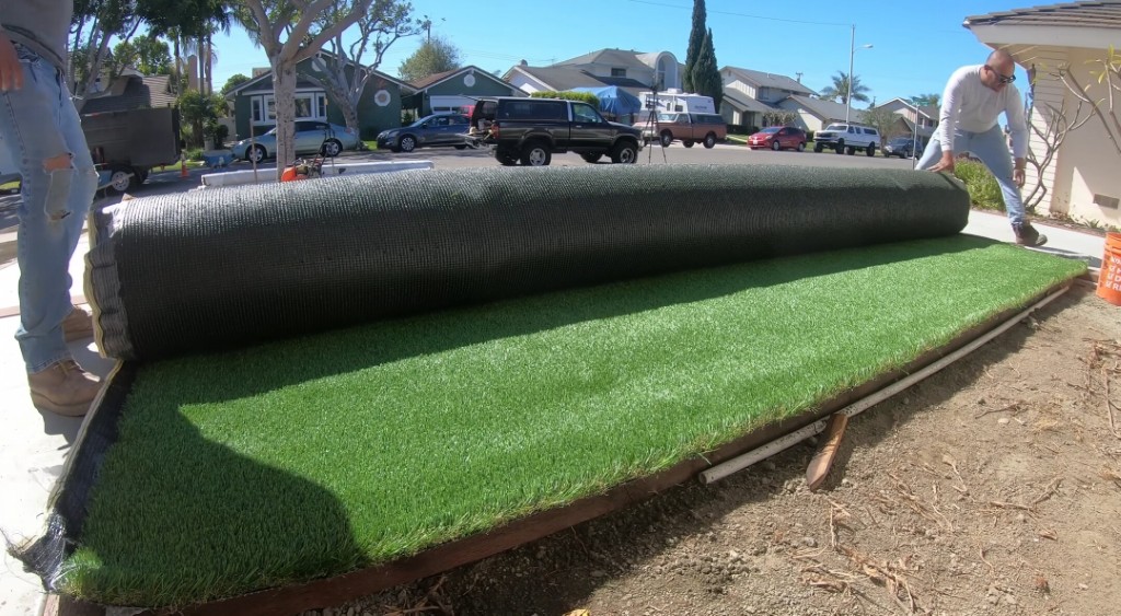 Commercial artificial grass installation team working in Castro Valley, CA